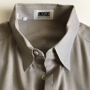 Lazo Made in Italy men’s long sleeve taupe cotton 15.5 dress shirt pa0176